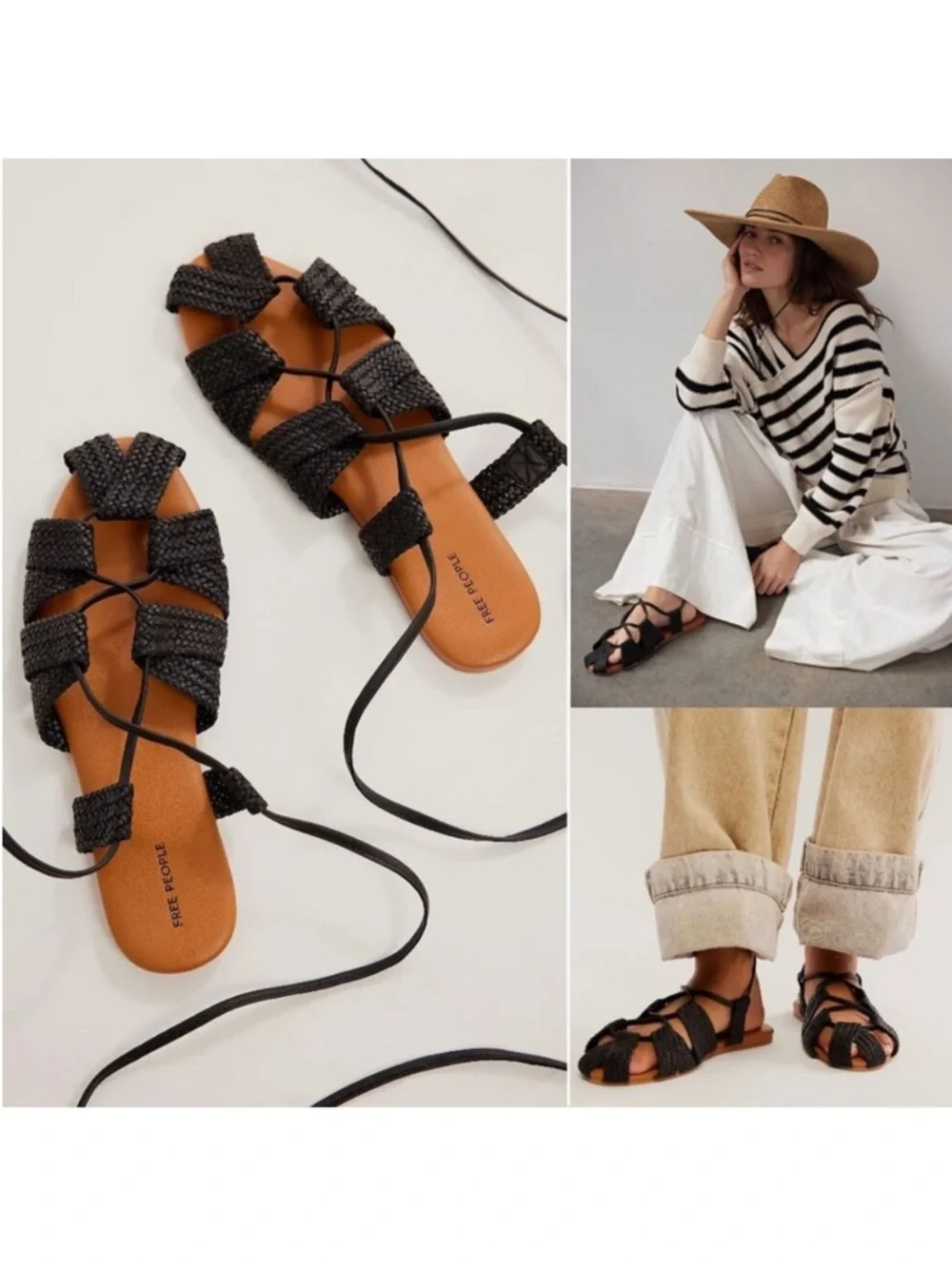 Free People Sunny Gilly Flat Sandals Size 7.5 - Picture 2 of 7